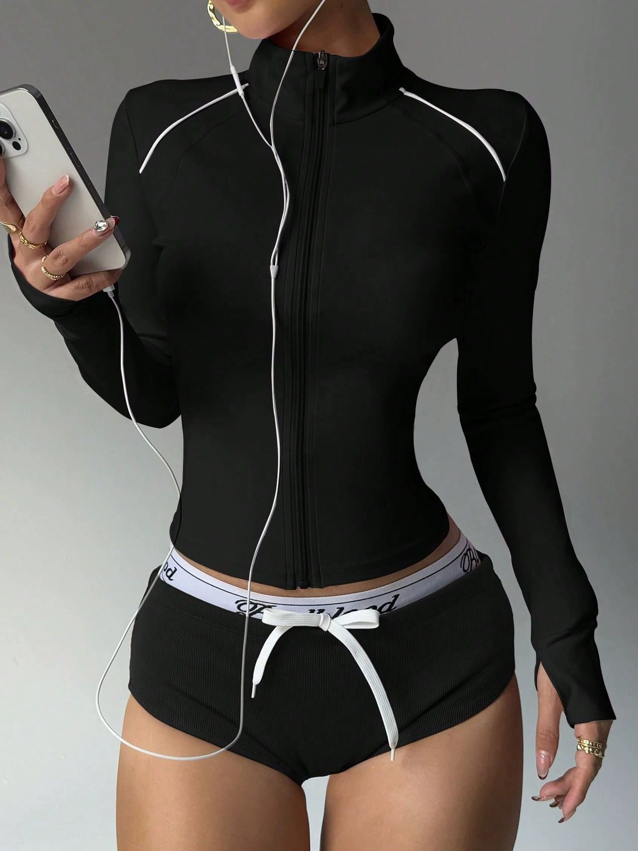 Damen Reißverschluss Stehkragenjacken