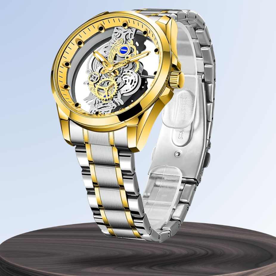 Rio | Hohles doppelseitiges Zifferblatt Skelett Quarz Uhr | 42mm