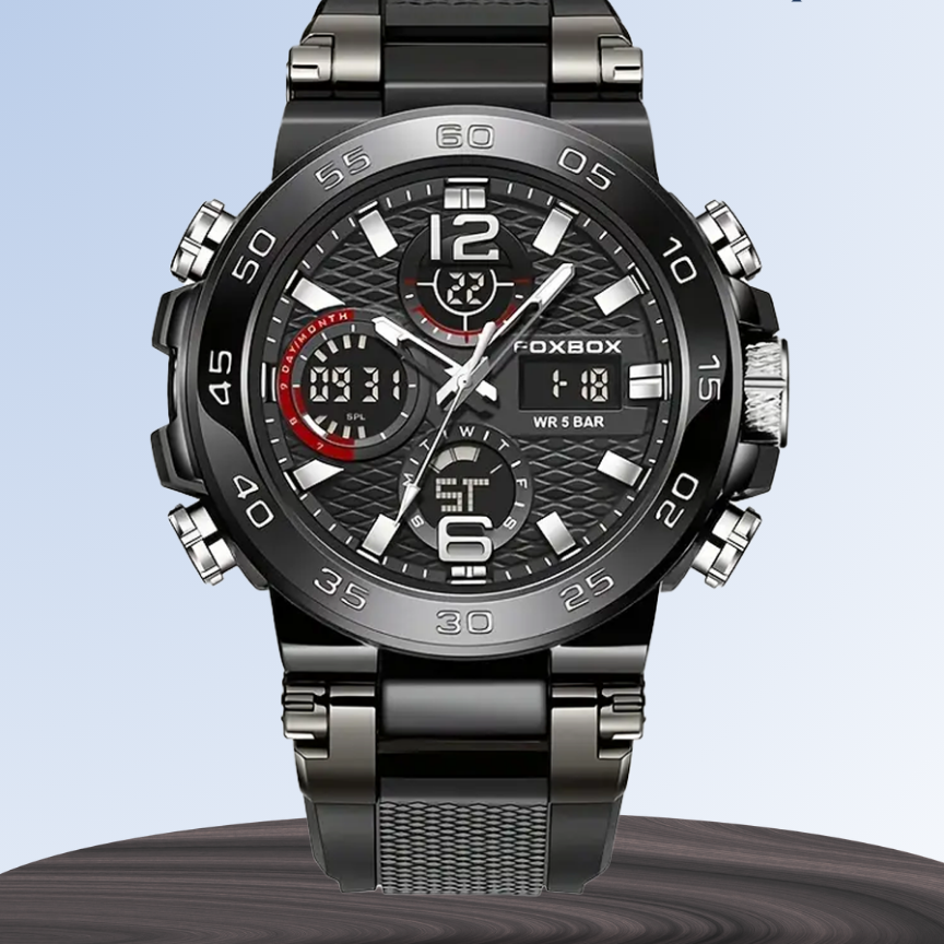 Nate | Herren Dual-Display Digitale Militär-Quarzuhr | 46mm