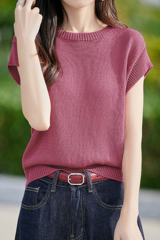 Lässiges Strickoberteil mit schwingenden Ärmeln