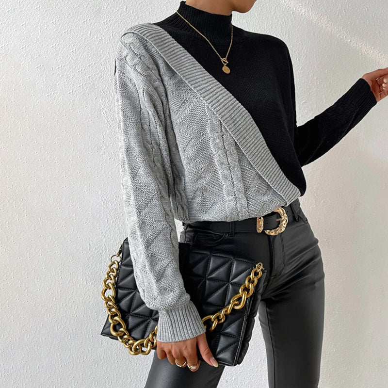 Lässiger Patchwork Strickpullover