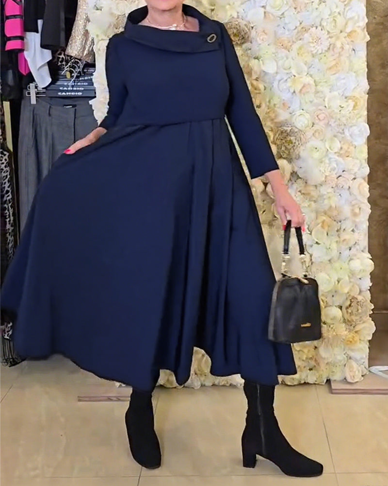 Trendige Uni A-Linien Kleid