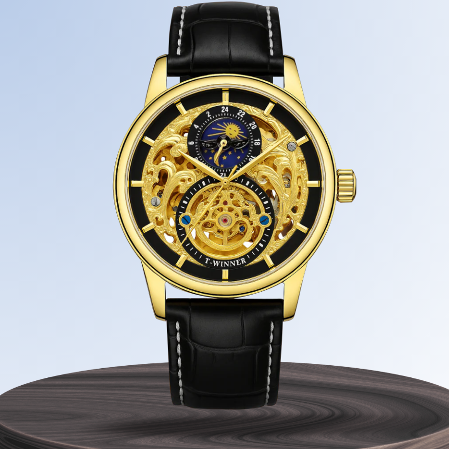 Blake | Mechanische Skelett-Uhr mit Mondphasenanzeige | 44mm