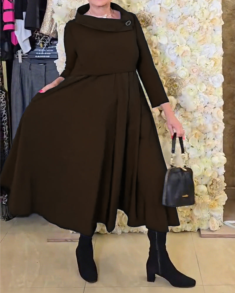 Trendige Uni A-Linien Kleid