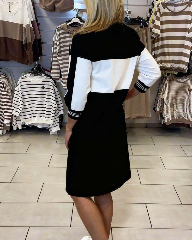 Kleid Mit Kontrastfarben-Panels