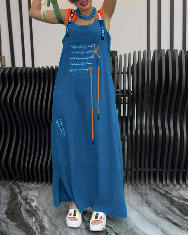 Ärmelloses Kleid mit personalisiertem Druck