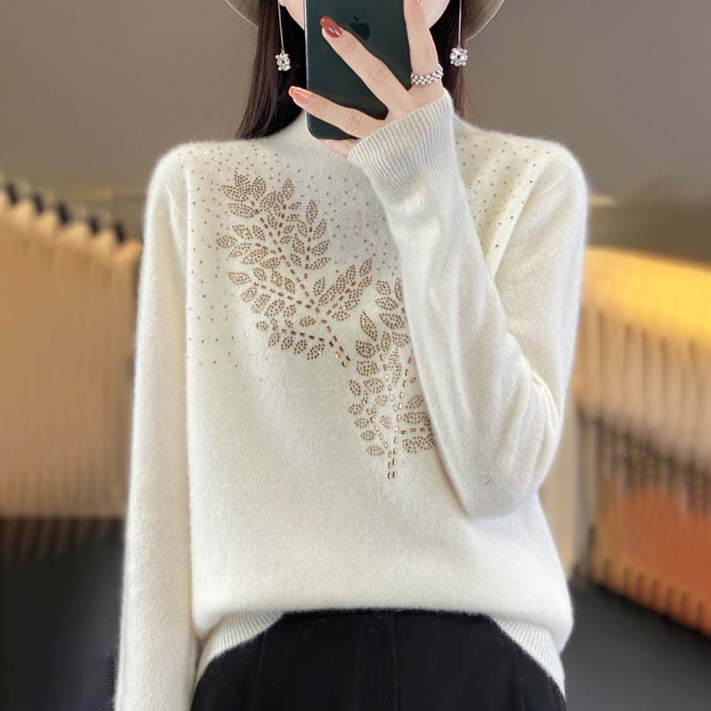 Blattdruck Strickpullover