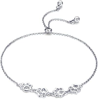 Sterling Silber Pfotenabdruck Armband – Verstellbare Passform