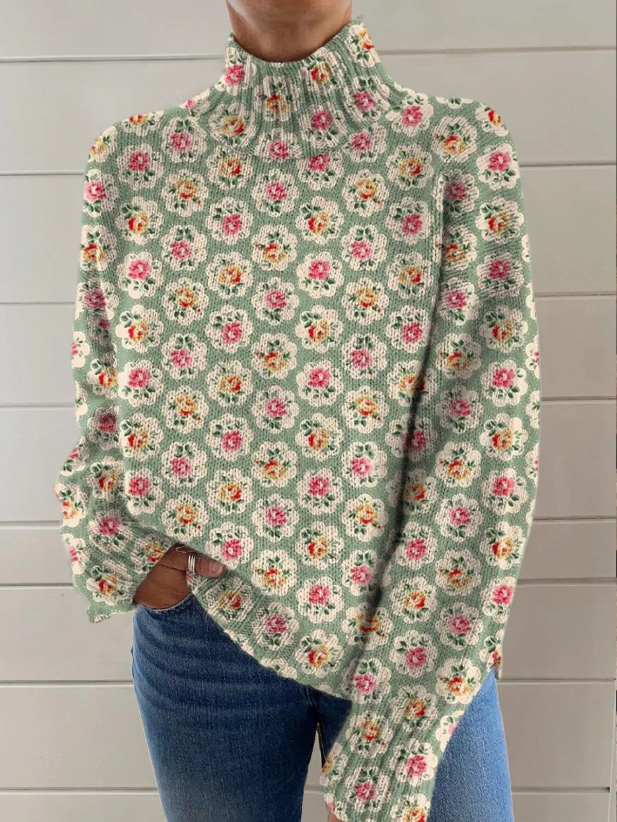Valerie | Floralprint Rollkragensweater