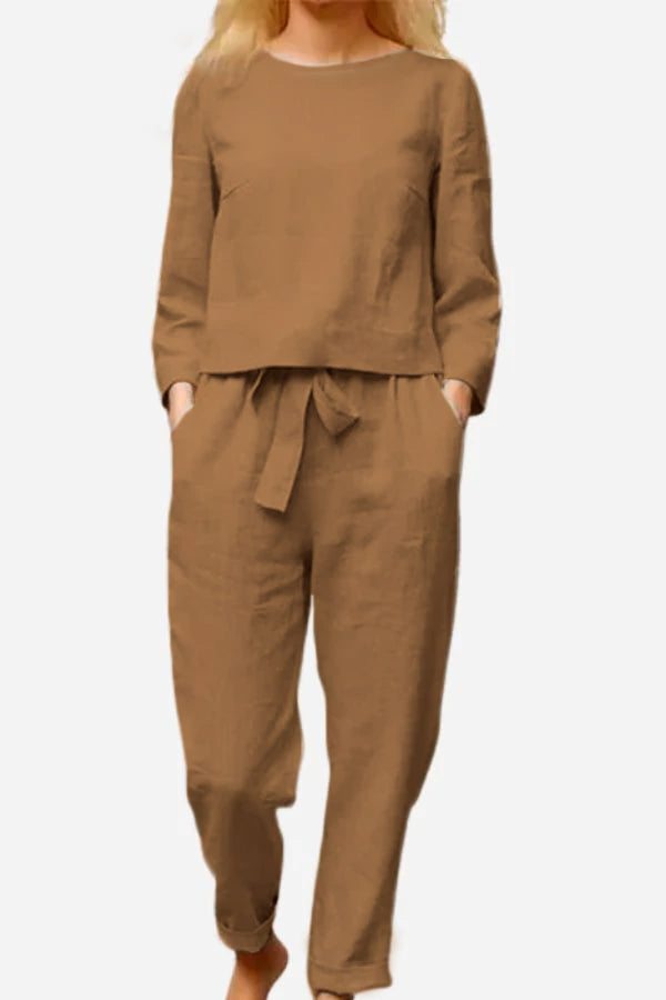 Retro Monochrome Leinen Zweiteiliges Set 1+1