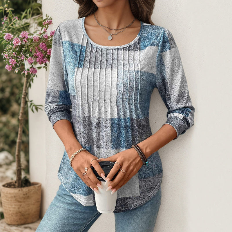 【Langarm】Vintage Karierte T-Shirt