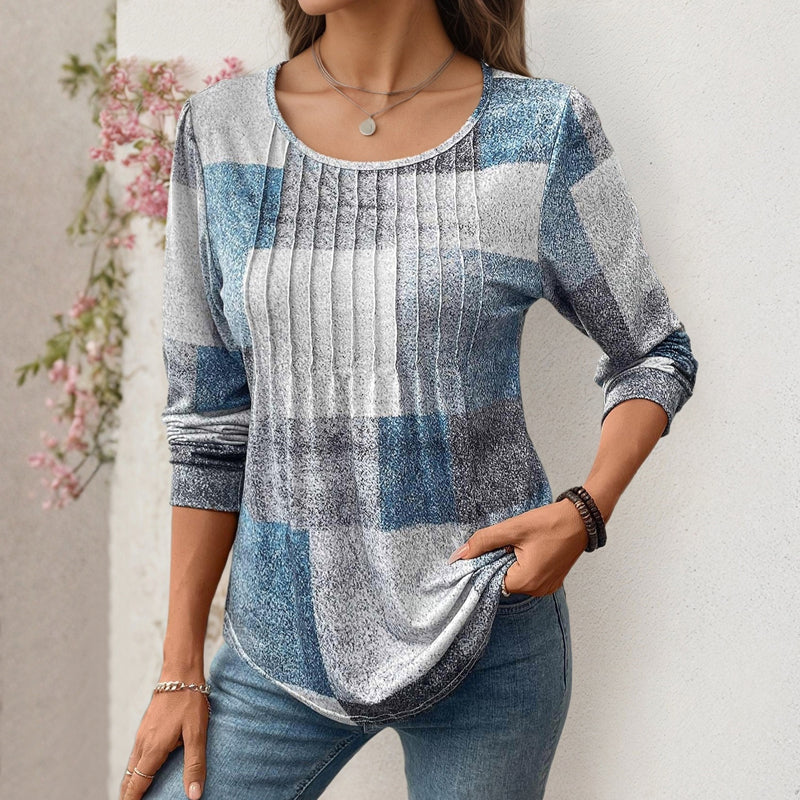 【Langarm】Vintage Karierte T-Shirt