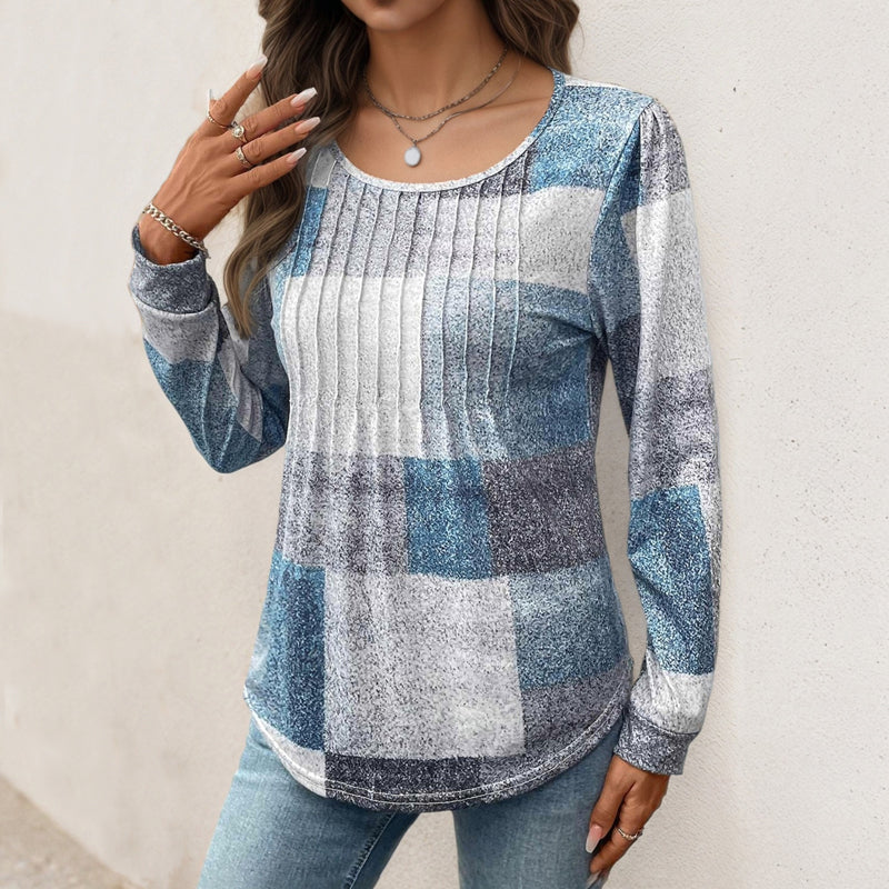 【Langarm】Vintage Karierte T-Shirt