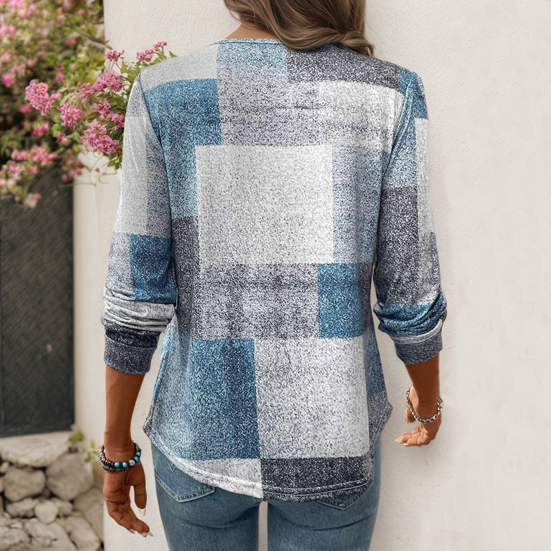 【Langarm】Vintage Karierte T-Shirt