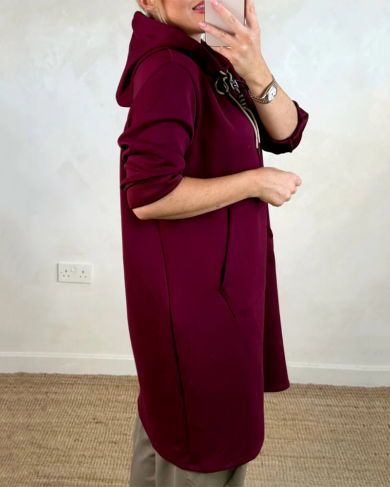 Oversized Kapuzenkleid mit Taschen