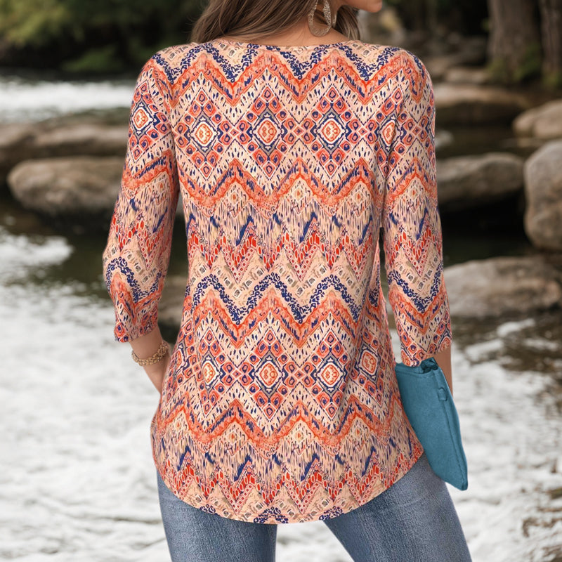 Vintage-Abstract-Druckbluse
