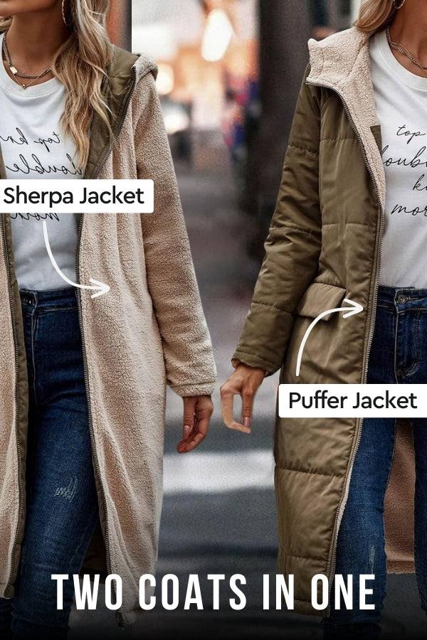 Sherpa-Futter Kapuzen-Teddy-Mantel