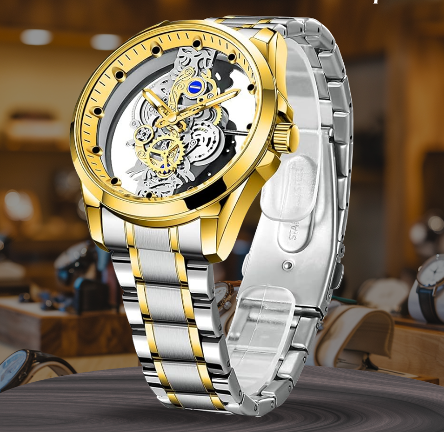 Rio | Hohles doppelseitiges Zifferblatt Skelett Quarz Uhr | 42mm