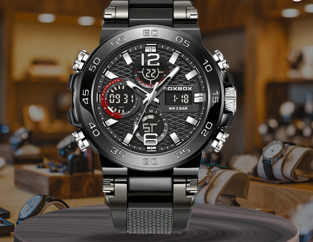 Nate | Herren Dual-Display Digitale Militär-Quarzuhr | 46mm