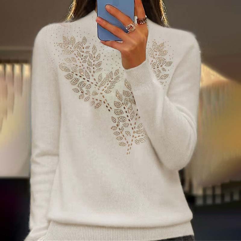 Blattdruck Strickpullover