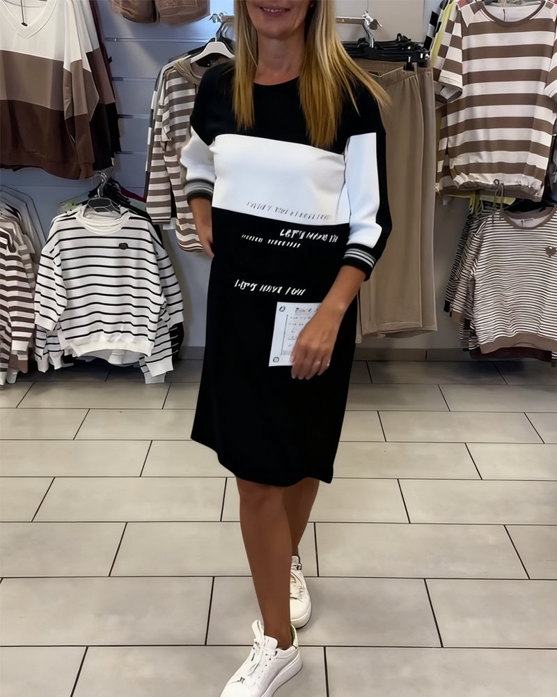 Kleid Mit Kontrastfarben-Panels