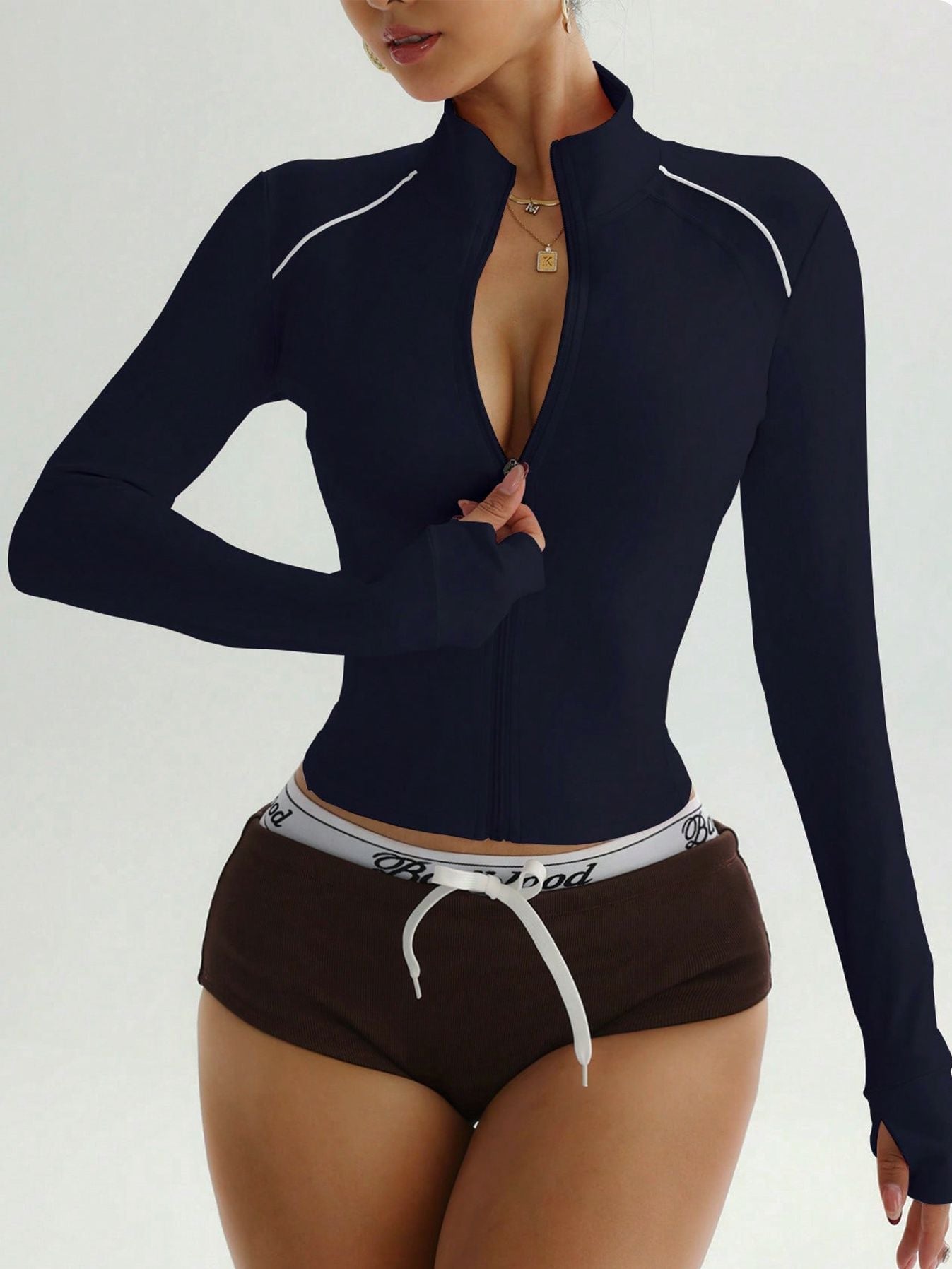 Damen Reißverschluss Stehkragenjacken