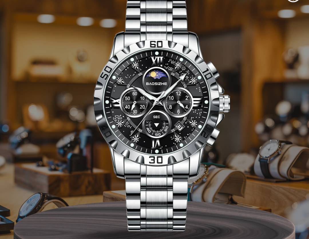 Rex | Opulente Chronograph-Uhr mit schlankem Metallband | 43,9 mm