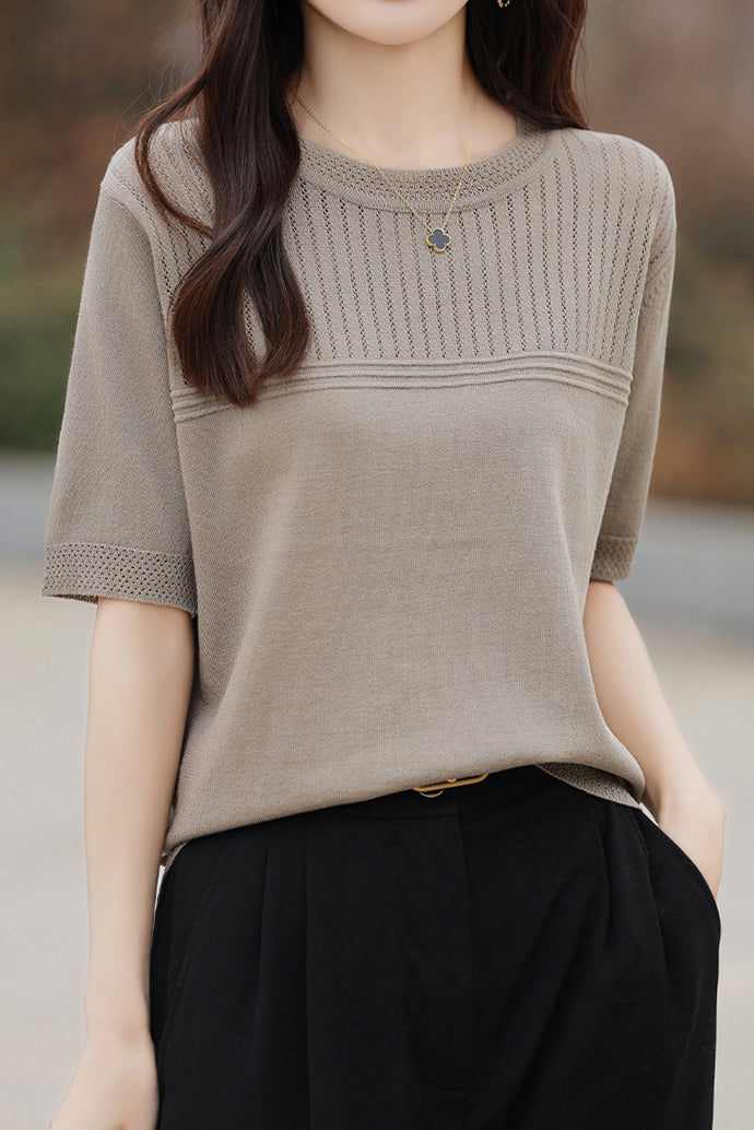 Rundhals-Ausschnitt Stricktop - 5 Farben verfügbar