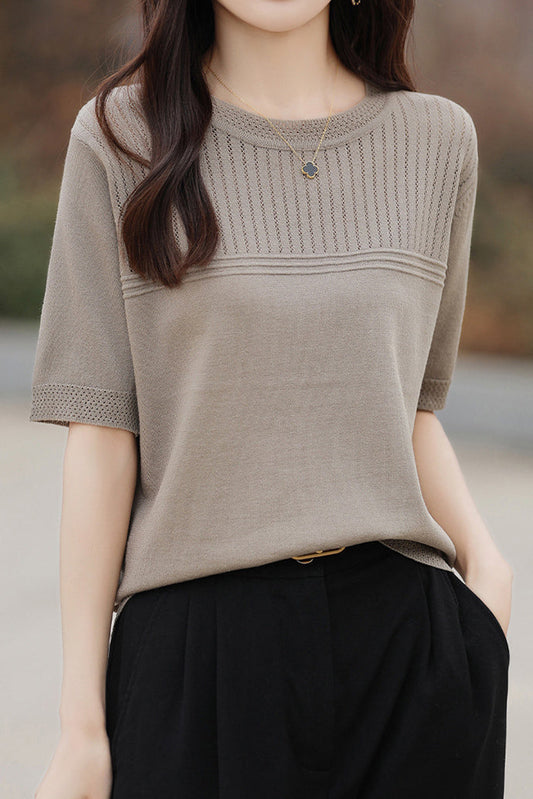 Rundhals-Ausschnitt Stricktop - 5 Farben verfügbar