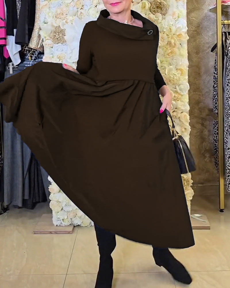 Trendige Uni A-Linien Kleid