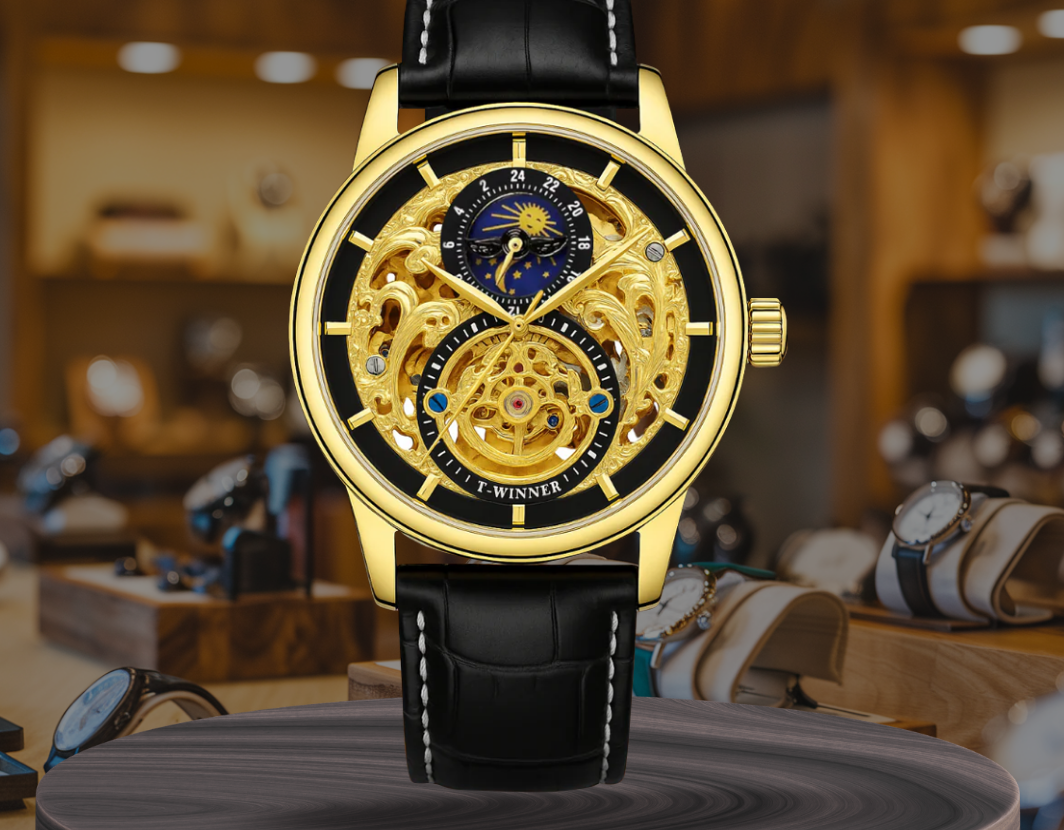 Blake | Mechanische Skelett-Uhr mit Mondphasenanzeige | 44mm