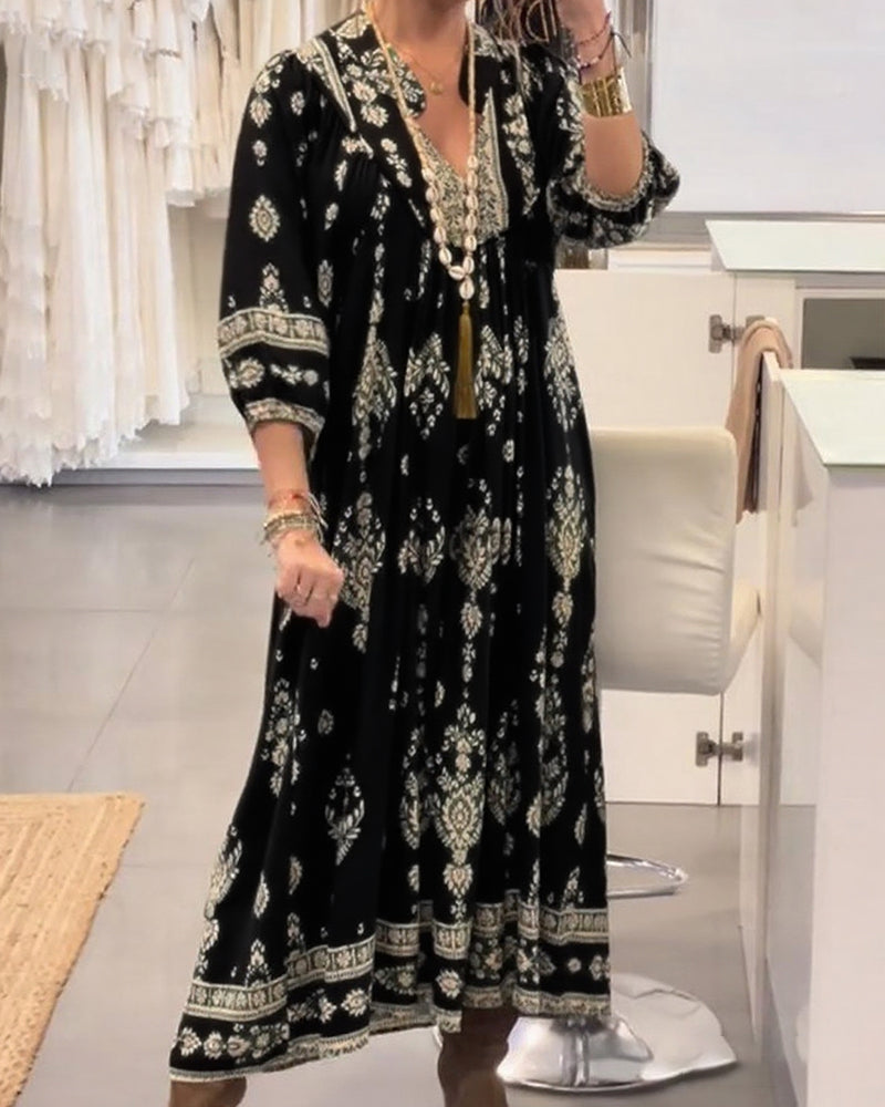 Lässiges Kleid mit Print und großen Taschen