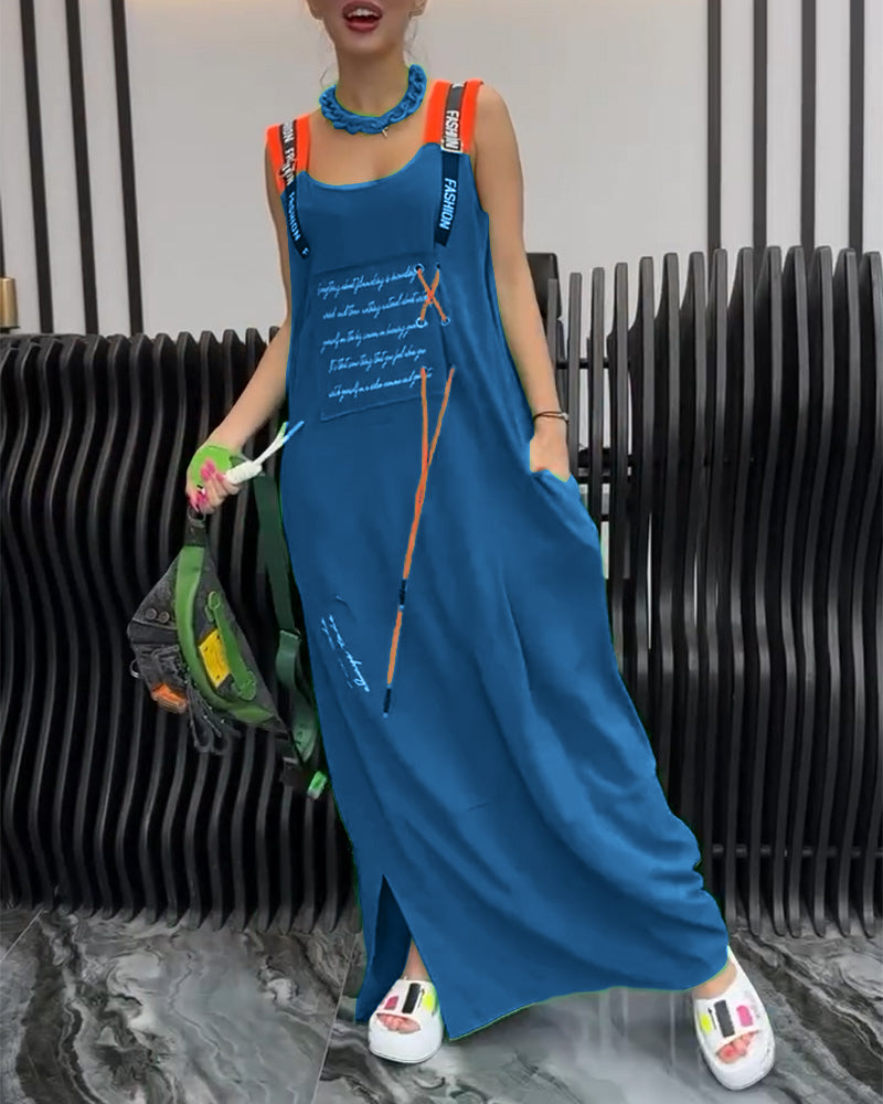 Ärmelloses Kleid mit personalisiertem Druck