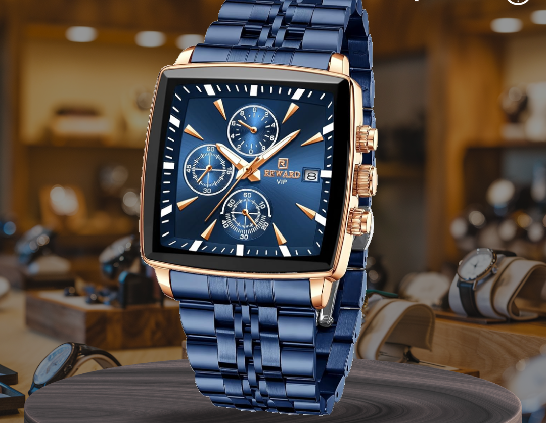 Troy | Herren Rechteckige Luxus Quarz Armbanduhr | 47mm