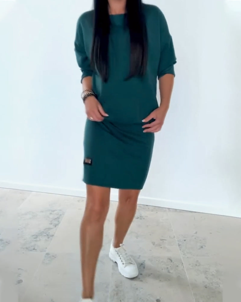 Langärmliges, lässiges, figurbetontes Kleid