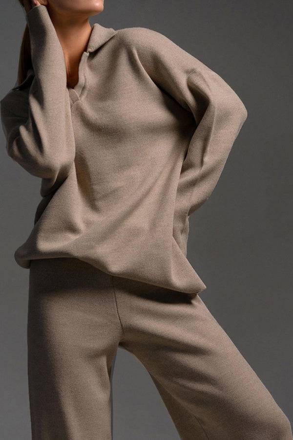 Plüschiges & Preppy Kamel Zweiteiliges Set