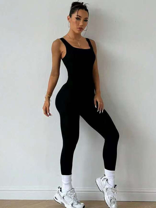 Damen Hollow Out Rückenfreies Scrunch Bum Jumpsuit