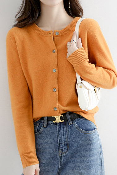 Rundhals Wollstrick-Cardigan - 12 Farben erhältlich