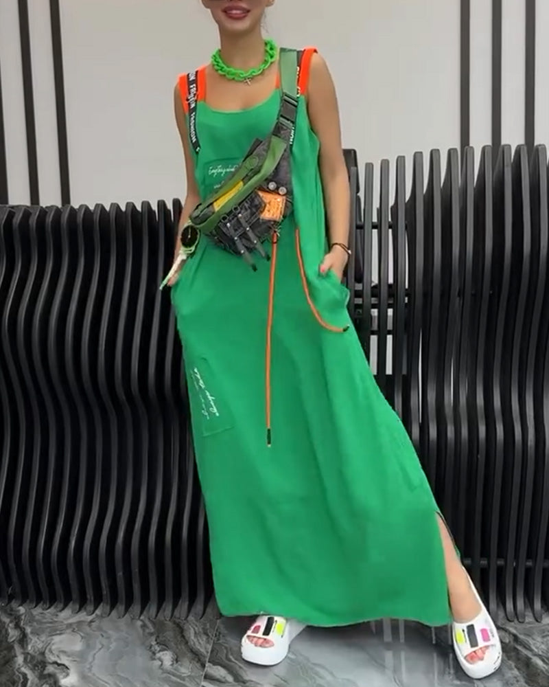 Ärmelloses Kleid mit personalisiertem Druck