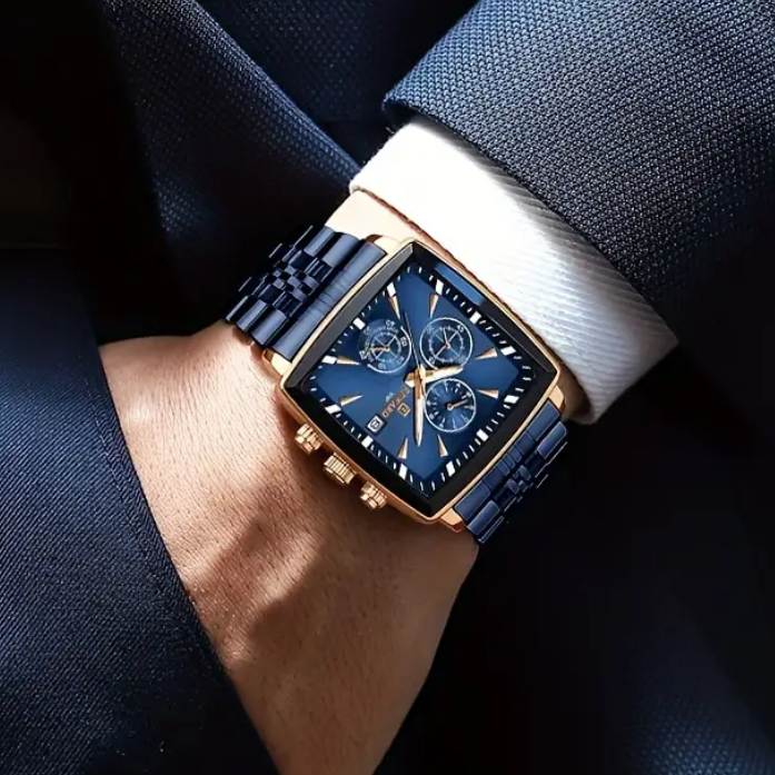 Troy | Herren Rechteckige Luxus Quarz Armbanduhr | 47mm