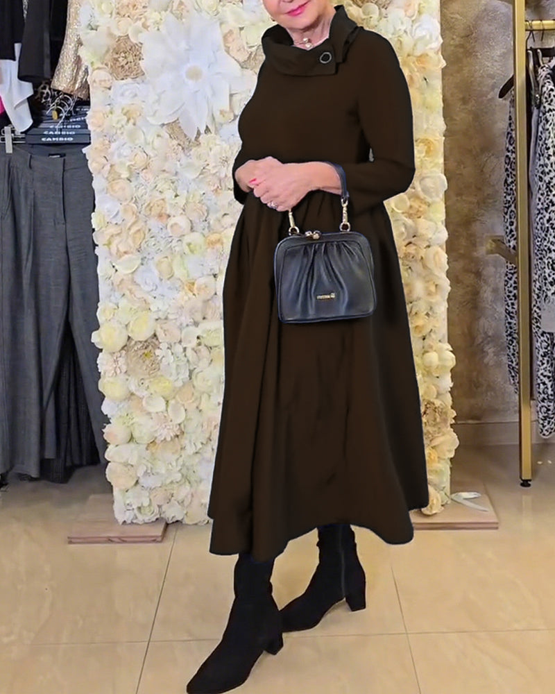 Trendige Uni A-Linien Kleid