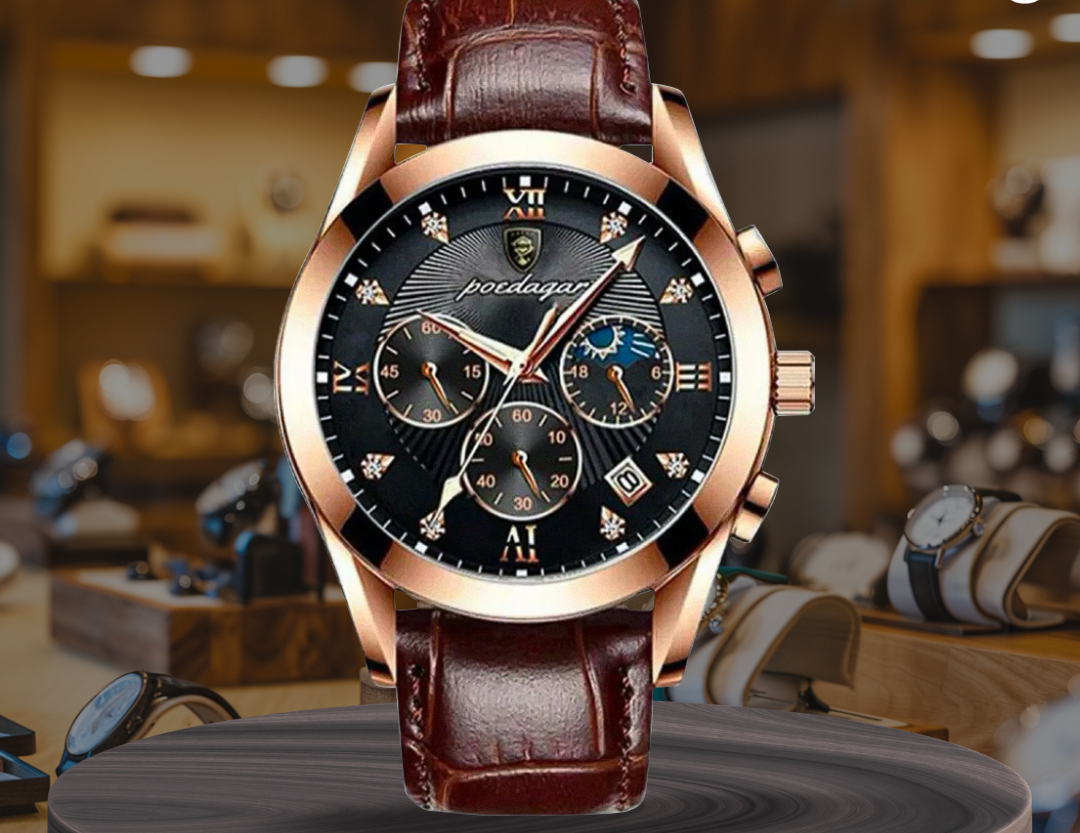 Darian | Klassische Texturierte Lederarmbanduhr | 39mm