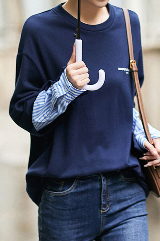 Lässiger Fake-Zwei-Teiler gestreifter Paneel-Hoodie