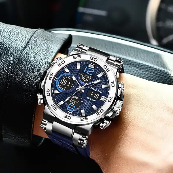 Nate | Herren Dual-Display Digitale Militär-Quarzuhr | 46mm