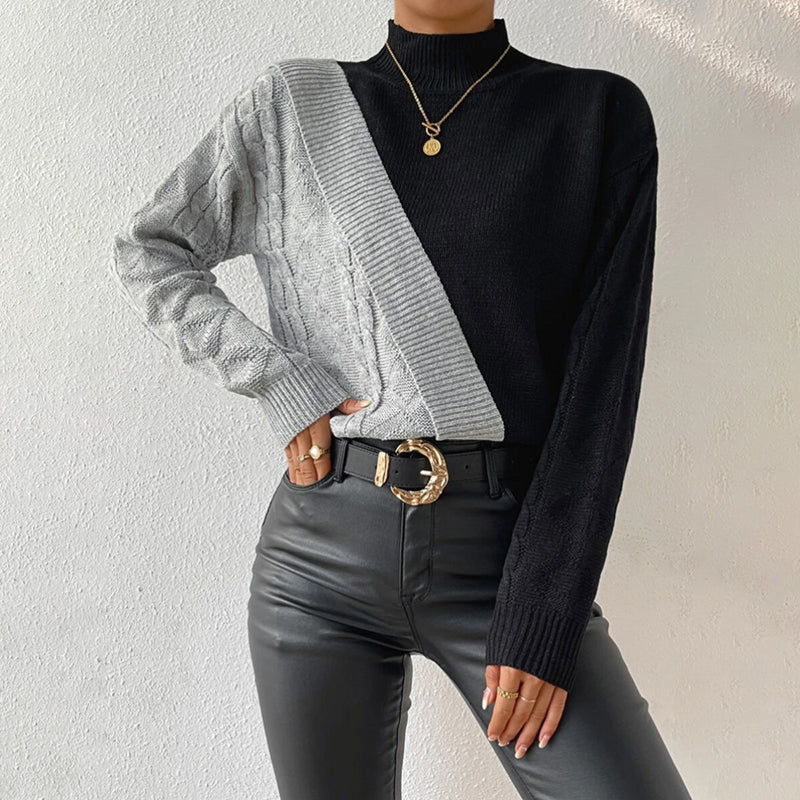 Lässiger Patchwork Strickpullover
