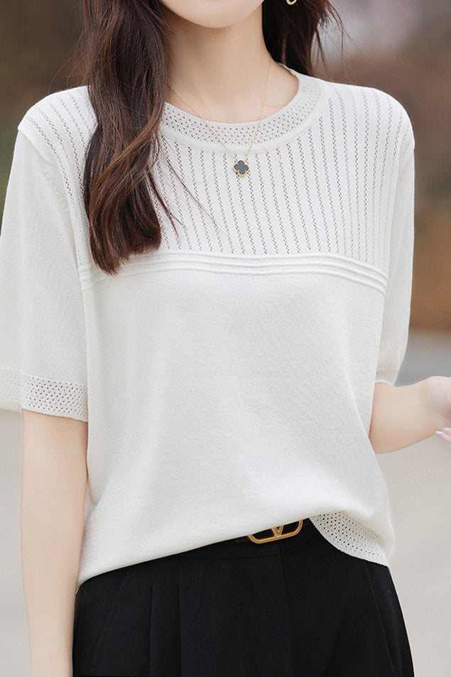 Rundhals-Ausschnitt Stricktop - 5 Farben verfügbar