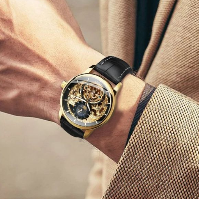 Blake | Mechanische Skelett-Uhr mit Mondphasenanzeige | 44mm