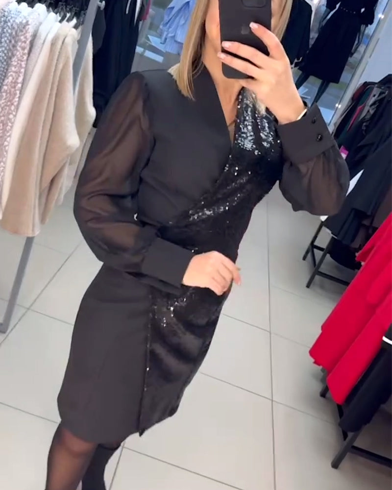 Mode Temperament Kleid Pailletten