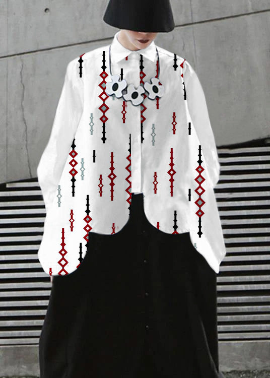 Elegante weiße Baumwollkleidung für Frauen mit asymmetrischem Saum Sommerhemden