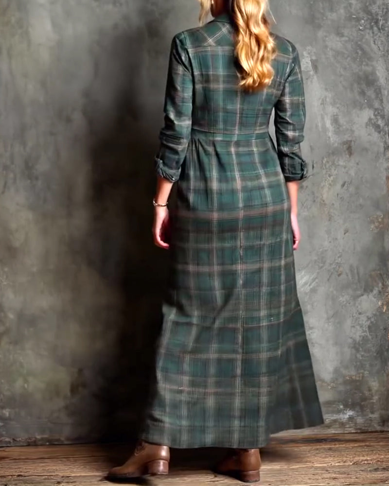 Trendige Umlegekragen-Kleid mit Schottenmuster